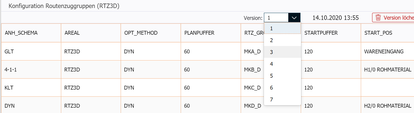 History Table Screenshot